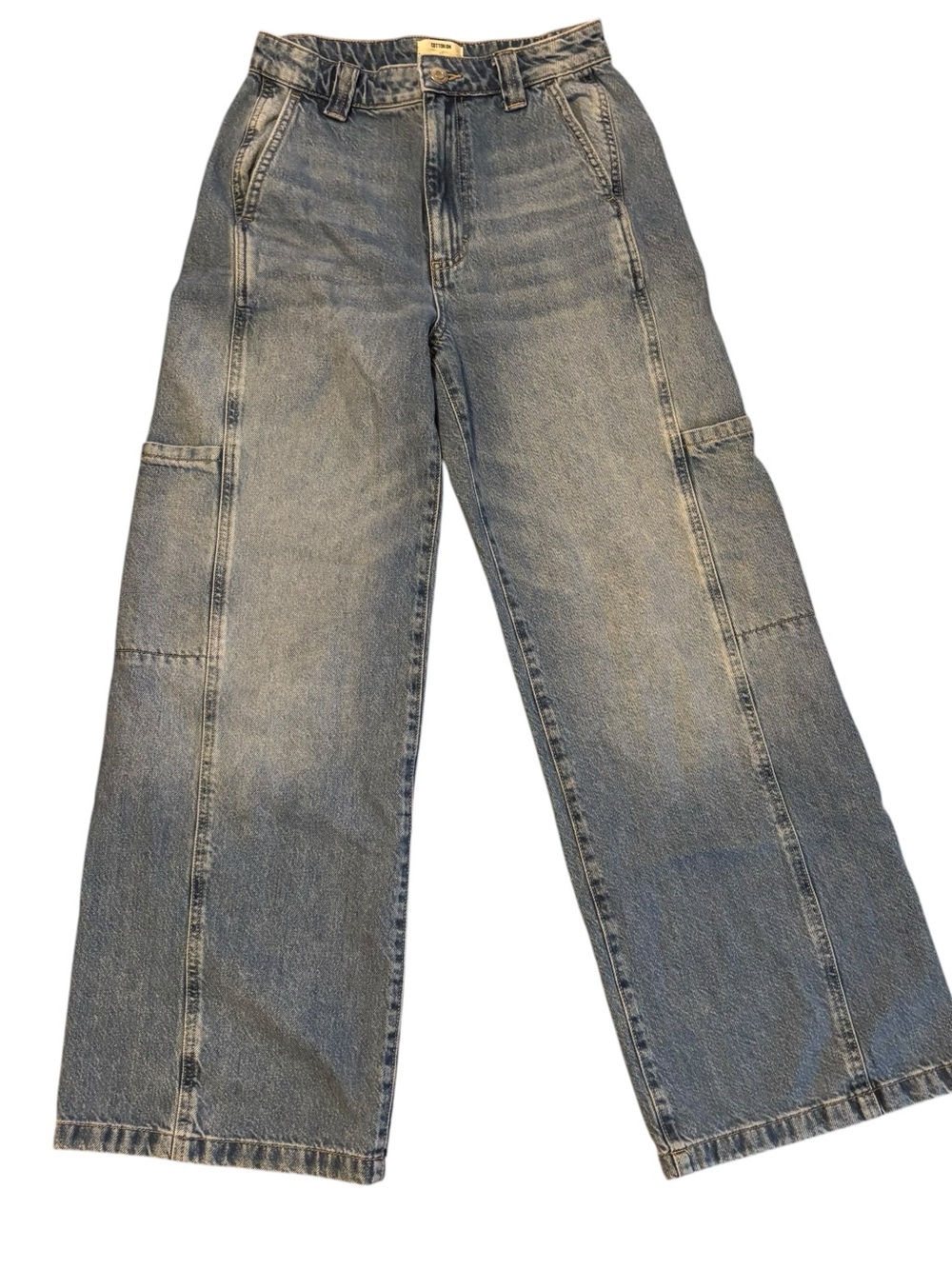 Cotton On Super Baggy Wide Leg Bootcut Carpenter Jeans Plazzo Light Wash Size 24